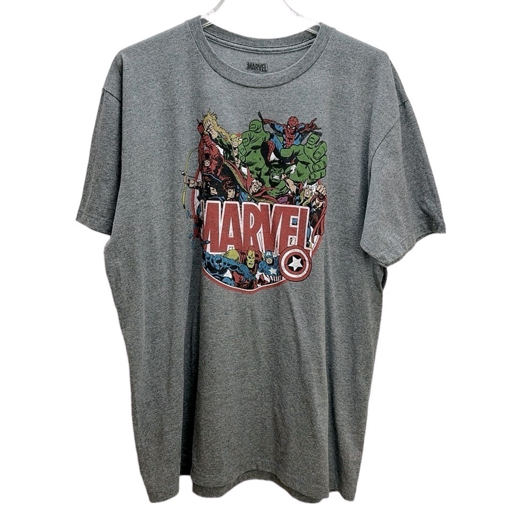 Marvel Comic Superheroes‎ Graphic T-Shirt Mens Sz XL Heather Gray